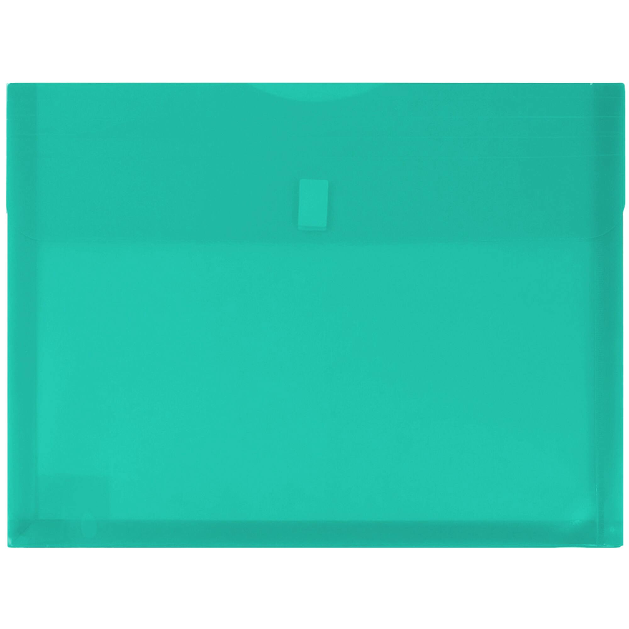 JAM Paper 8.625" x 11.5" Teal Plastic Expansion Hook & Loop Closure Envelopes, 12ct.